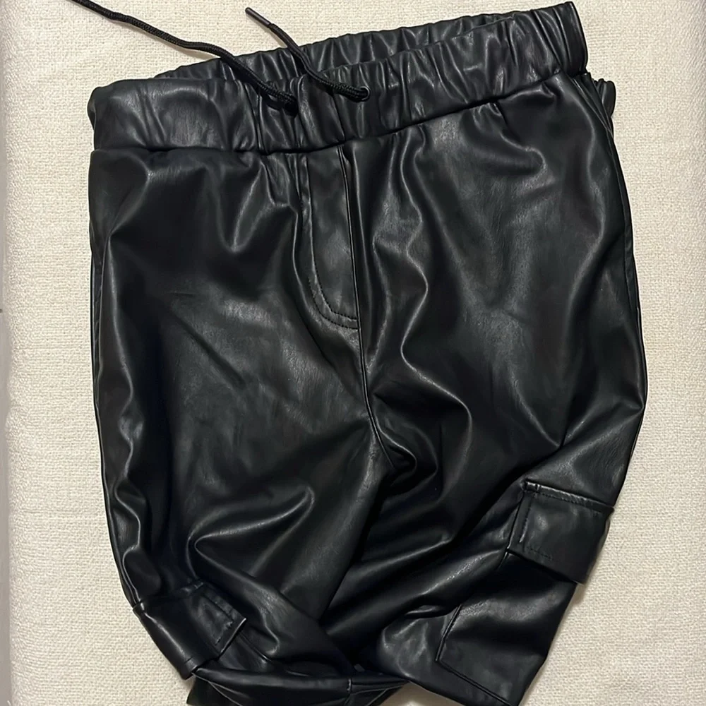 Ci‎ SONO faux leather black cargo joggers size S oversized pants